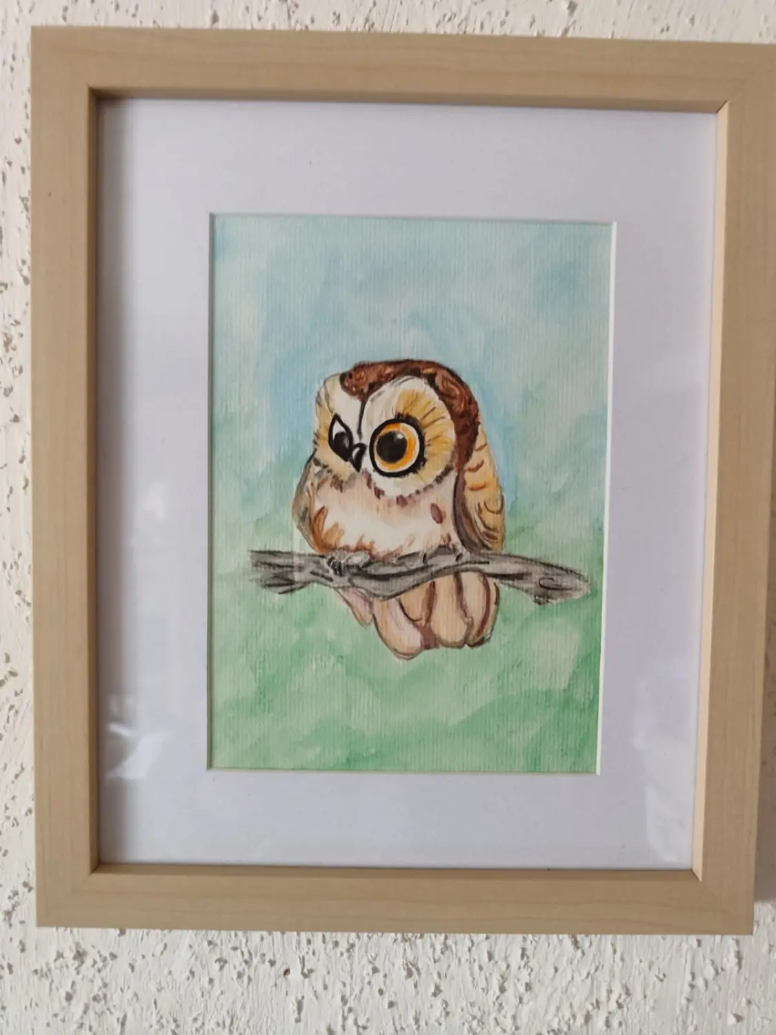 Heiko Wolf -   Kleiner Kauz Aquarellfarben auf Papier mit Rahmen,